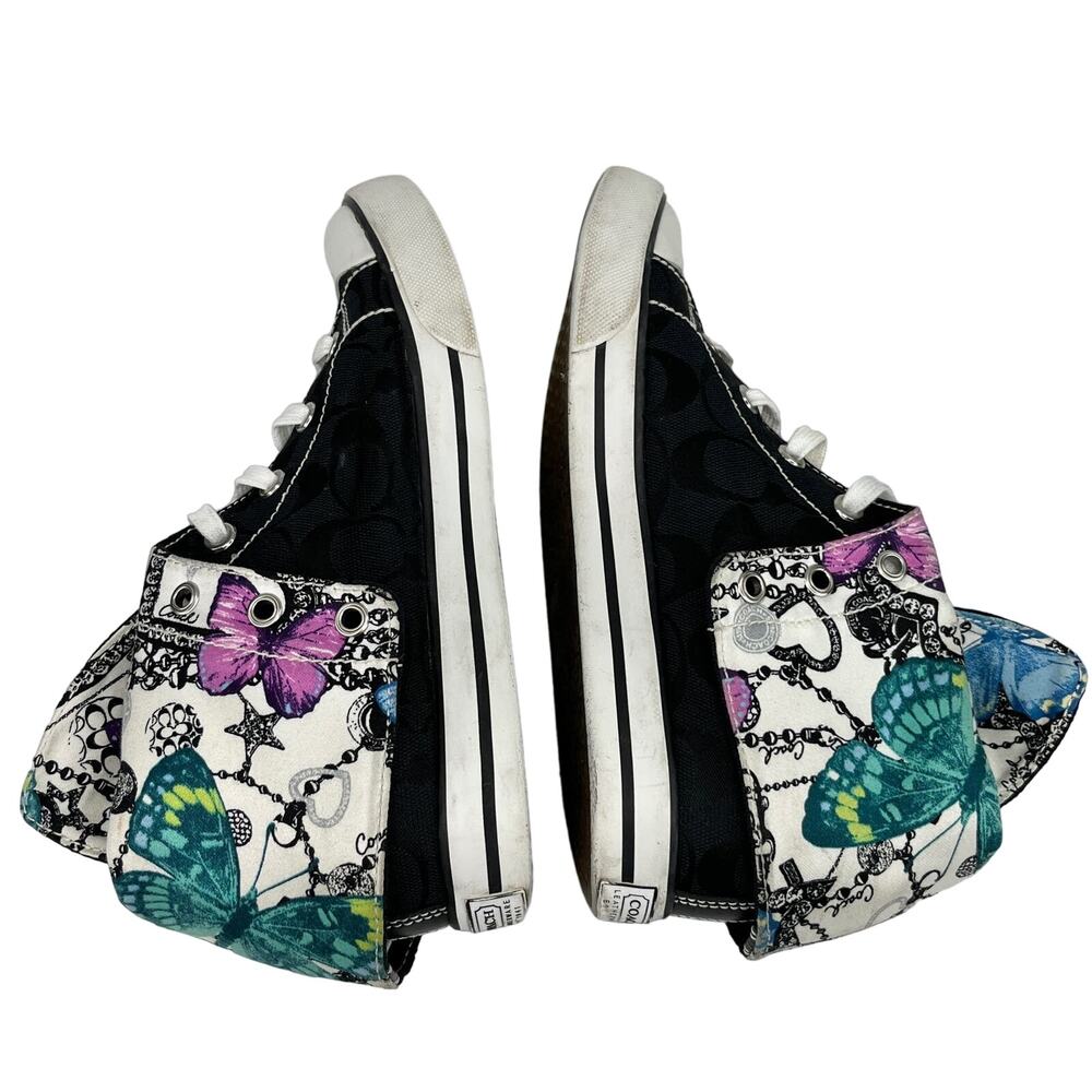 Coach Bonney Butterfly Black Hi Top Fold Over Sneakers 7 - Picture 10 of 14